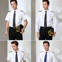 Cette chemise d'été blanche à manches courtes sert de uniforme pour les pilotes, les hôtesses de l'air, les capitaines masculins et le personnel de sécurité des biens