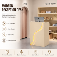 Comptoir de réception LED moderne sur mesure avec ligne ondulée, comptoir minimaliste étroit pour salon de coiffure, petite boutique de détail