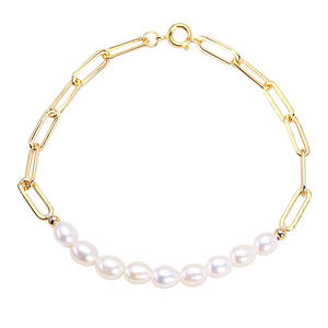 Bracelet élégant et simple en perles d'eau douce de Zhuji, longueur réglable, avec chaîne de tournesol tendance et perles de riz en intercalaire - Product Image 5