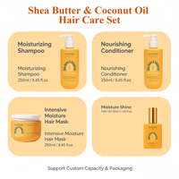 Ensemble Shampooing et Après-Shampooing au Beurre de Karité et Huile de Coco, Vente en Gros, Marque Privée, OEM, Nourrissant pour Cheveux Secs