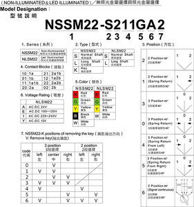 22mm 1no1nc 2/3 vị trí LED ánh sáng chiếu sáng kim loại bình thường dài sharft Knob chuyển đổi quay Selector chuyển push button chuyển - Product Image 5