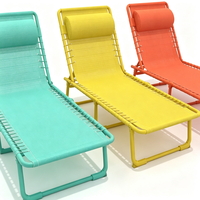 Nouvelle chaise longue de plage légère pour l'extérieur, design 4 positions, structure en acier inoxydable, chaise longue pliante en maille respirante