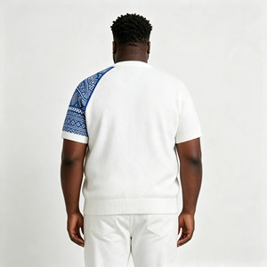 Maglietta Invernale Traspirante da Uomo, Lavorata a <span class=keywords><strong>Maglia</strong></span> con Motivo Jacquard su Un Lato, Collo a Costine, T-Shirt Bianca Casual Streetwear alla Moda - Product Image 2