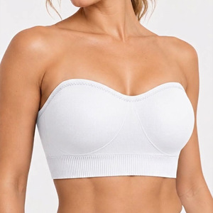 Soutien-gorge sans couture sans armatures pour femme, coupe pleine, sans bretelles, dos nu, couleur unie, en tricot de Spandex et Nylon, avec coussinets amovibles - Product Image 4