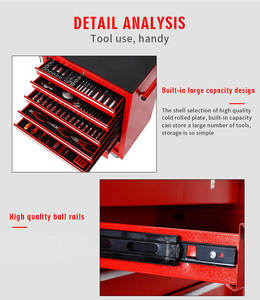 Boîte à outils personnalisable en acier rouge à 7 tiroirs armoire à roulettes Garage chariot à outils coffre à outils - Product Image 5