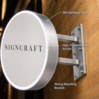 Enseignes lumineuses personnalisées en acier inoxydable résistant aux intempéries pour devanture de magasin, avec logo de marque, à suspendre et à fixer latéralement, avec éclairage LED