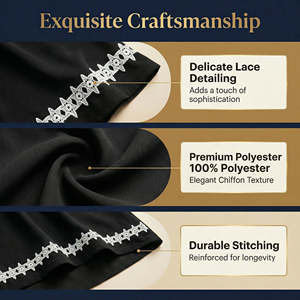 Robe de prière minimaliste noire avec bordure en dentelle pour un usage quotidien - Product Image 3