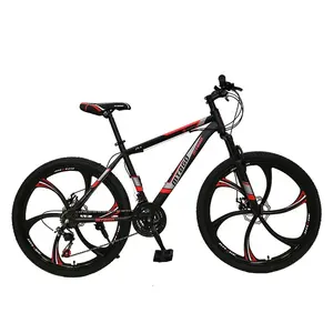 高品质26英寸碳钢框架MTBGOO库存成人自行车6叶片轮辋21速红色山地自行车男子