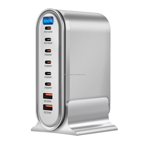 500W Gan Sạc 8-Cổng Đa Chức Năng Máy Tính Để Bàn Nhanh Chóng Sạc Trạm Android Qc3.0 <span class=keywords><strong>USB</strong></span> Du Lịch Tường Sạc 6USB C Power Adapter - Product Image 3