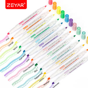 Surligneurs ZEYAR à double pointe, stylo marqueur à pointe biseautée et fine, 6 couleurs macaron et 6 couleurs bonbon, à base d'eau, séchage rapide - Product Image 1