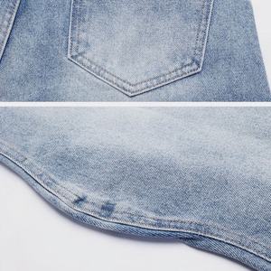 กางเกงยีนส์ทรงหลวมสไตล์สตรีท ดีไซน์ขอบไม่เรียบ แต่งขอบหยัก ลุคซักฟอก สำหรับผู้ชายและผู้หญิง - Product Image 6