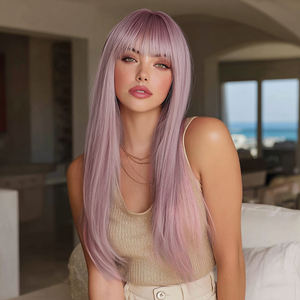 2025 nuova parrucca sintetica riccia e dritta lunga 24 pollici rosa viola colore SM8022 - Product Image 6