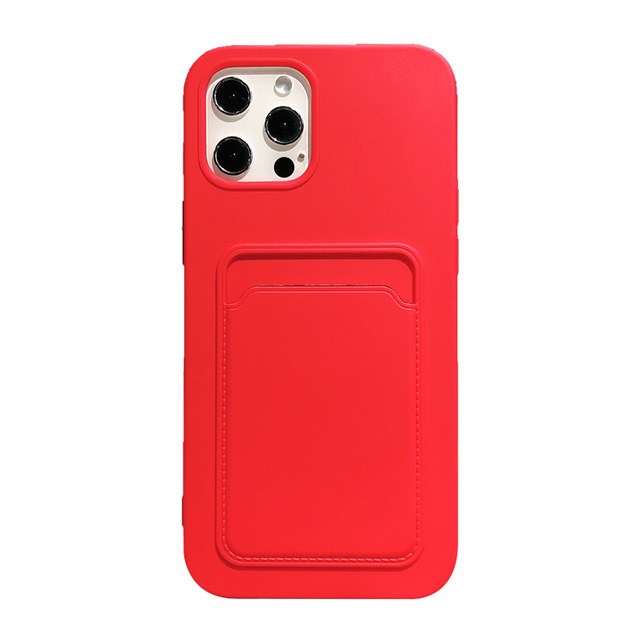 Silicone Wallet Case with Fashion Pure Color Designs for Girls Women With Card Slots Protective Phone Case for iPhone 13 Mini