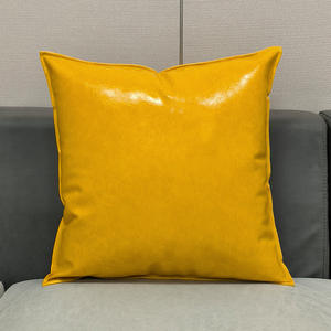 Housse de coussin de canapé en cuir PU <span class=keywords><strong>Anti</strong></span>-poussière <span class=keywords><strong>Anti</strong></span>-acariens maison canapé Faux cuir housse de coussin noir blanc jaune Beige <span class=keywords><strong>taie</strong></span> d'<span class=keywords><strong>oreiller</strong></span> solide - Product Image 5