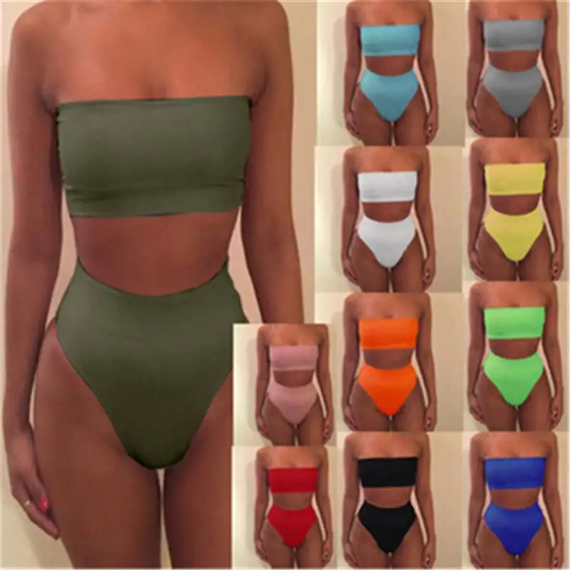 Women Swimming Suit Bikini Set Women Swimsuit Bodysuit Bathing Suits Swim High Waist Thong Beach Swimwear S0037