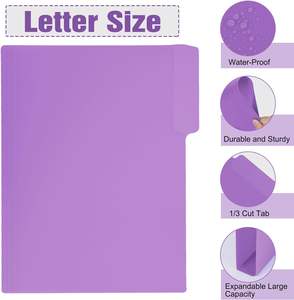 Plástico <span class=keywords><strong>Manila</strong></span> Arquivo Pastas Tamanho Letra Poli Pastas Coloridas Heavy Duty 1/3 Corte Tab para a Escola - Product Image 3