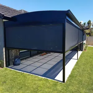 Özel motorlu uzaktan kumanda ev güneş koruyucu kumaş veranda açık güneşlikler su geçirmez ekranlar çit zip cibinlik