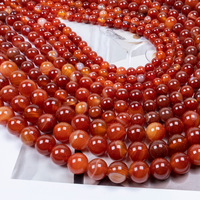 Perles Rondes en Agate Rouge en Gros 6mm 8mm 10mm – Fil de Perles en Agate Naturelle Rayée pour Bracelets, Colliers, Boucles d'Oreilles et Projets DIY