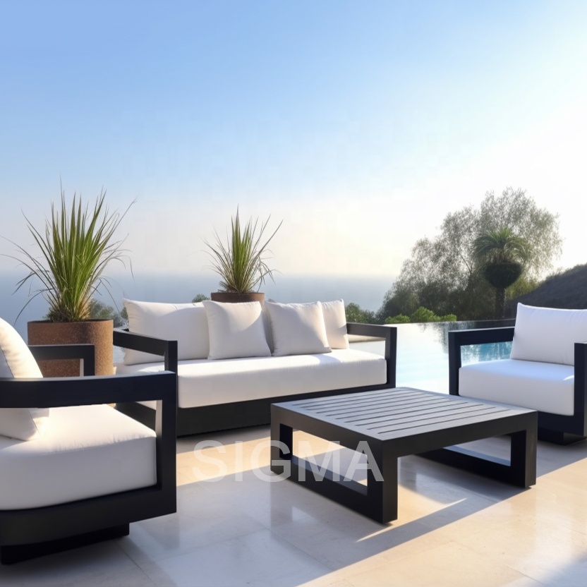 All weather outdoor furniture metal garden set hotel aluminum sofa set