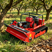 Tondeuse à gazon industrielle télécommandée robuste, largeur de coupe 120 cm, moteur diesel/essence 18 CV, portée 800 m, alimentation hybride télécommandée