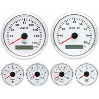 Compteur de vitesse GPS 85 mm 160 MPH, tachymètre 8000 tr/min et jauge de pression de carburant, température et tension 52 mm pour voiture et bateau