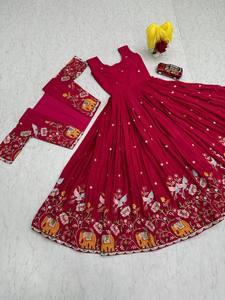 High On Demand Gown with <b>Jacket</b> Set for <b>Women</b> Elegant Party Wear Ethnic Outfit for <b>Wedding</b> Festival Available At Export Price - Product Image 1