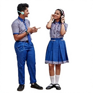 Ensemble uniforme scolaire pour filles, chemise en coton Oxford, jupe, pantalon, design rayé vert kaki, confortable, durable, respirant - Product Image 2