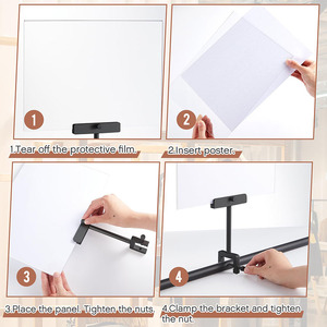 Support de panneau publicitaire JH-Mech avec pince rotative 8,5x11 pouces pour magasins de vêtements, bureaux, support de panneau <span class=keywords><strong>coulissant</strong></span> en métal - Product Image 5