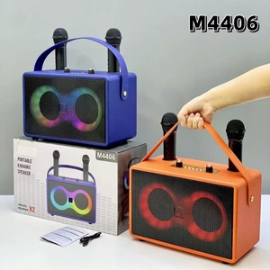 M4406双4英寸蓝牙大扬声器无线双麦克风卡拉ok户外支持调频TF AUX TWS立体声高音质 - Product Image 2