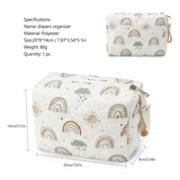 Bolsa de pañales acolchada para bebé, 4 estilos, con estampado de dibujos animados, bolsa de cosméticos portátil de viaje con asa para mamá recién nacida