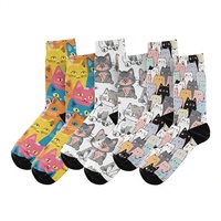 Chaussettes d'hiver à motif de chat de dessin animé, respirantes, mi-mollet, en tricot, décontractées, avec logo personnalisé