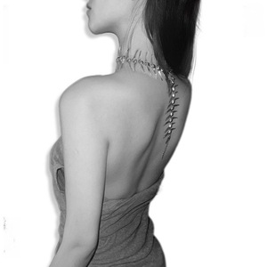 European New Silver Thorn Horn Spiky Fishbone <strong>Back</strong> <strong>Drop</strong> <strong>Necklace</strong> Surrealist Futuristic Fashion Item - Product Image 3