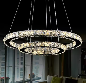 Candelabro en forma de anillo Perfil de la sala de estar LED techo círculo cristal colgante Luz - Product Image 3