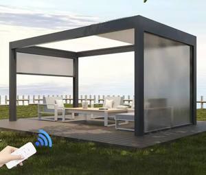 Gazebo extérieur en aluminium avec toit à persiennes, revêtement en poudre écologique, double vitrage trempé, structure en aluminium durable, pour jardin et véranda. - Product Image 3