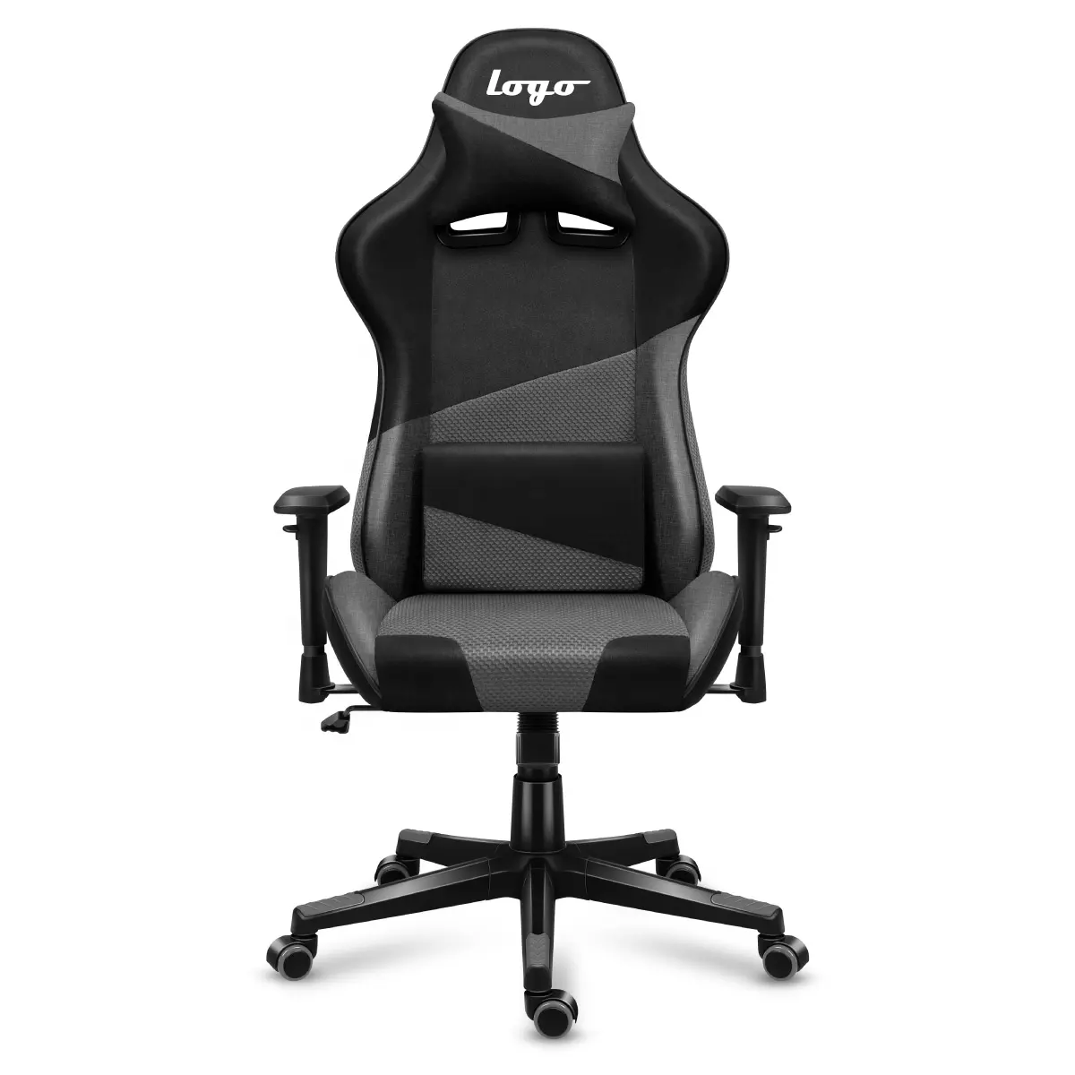Tech Fabric Gaming Chair mit Taschen feder kissen Ergonomischer grauer Computers tuhl Bequemer Liege spiel Bürostuhl 300lbs