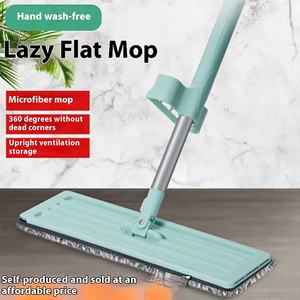 Großhandel Flat Mop mit Holzgriff Dual-Use Dry & Wet Recta ngle Pattern Freihändige Reinigung für beschäftigte Menschen - Product Image 2