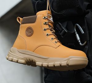 JB679-Wholesale कीमत आउटडोर पीले मध्यम कट माइक्रोफाइबर चमड़े के रबर एकमात्र औद्योगिक कार्य सुरक्षा जूते जूते - Product Image 3