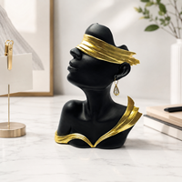 Figurine d'homme noir attaché aux yeux, sculpture créative de personnage exotique de style européen, modèle artisanal en résine artistique