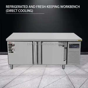 Komersial besi tahan karat di bawah konter lemari Freezer dapur Worktop kulkas meja kerja persiapan makanan