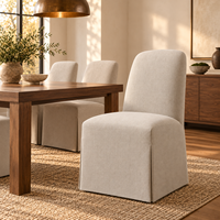 Chaise de salle à manger rembourrée sans accoudoirs avec jupe longue, tissu tissé texturé, chaise d'appoint moderne et minimaliste pour salle à manger