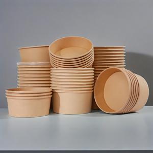 ชามสลัดกระดาษคราฟท์แบบใช้แล้วทิ้งเป็นมิตรต่อสิ่งแวดล้อมภาชนะใส่อาหารอย่างรวดเร็วแบบใช้เก็บได้สำหรับอาหารซูชิแซนวิช - Product Image 5