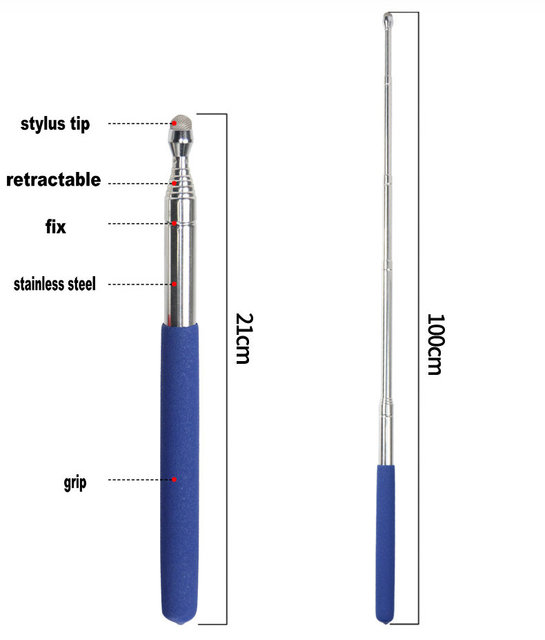 1M Telescopic Training Teaching Pointer Stick Teacher Pointer for Classroom Extendable Whiteboard Pointer Stylus Touch Pen