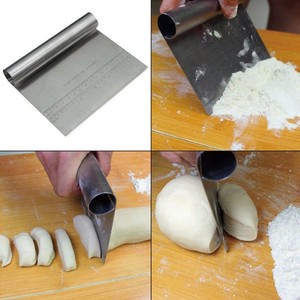 Thép không gỉ DIY Baking trang trí Công cụ Pastry scraper fondant thìa xẻng cạnh bột cắt với quy mô vật liệu kim loại - Product Image 6