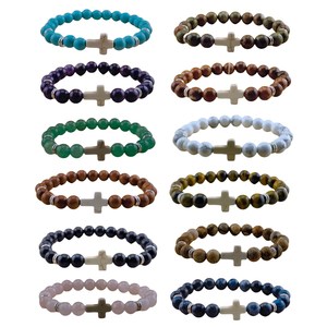 Custom Natural Fancy Jasper Gemstone Cross <strong>Bracelet</strong> Healing <strong>Kinetic</strong> <strong>Energy</strong> for Women Men Arthritis Bangle Ornaments Jewelry - Product Image 5