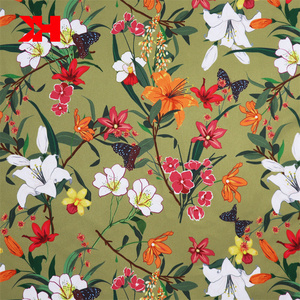 Kahn vendita calda morbida liscia fiore 85gsm chiffon del poliestere di stampa su tessuto di seta 100% di <span class=keywords><strong>raso</strong></span> puro - Product Image 1