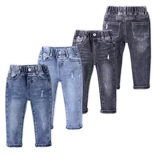 Новинка 2022, весенне-осенние детские джинсы, оптовая продажа, повседневные брюки для мальчиков, Детский костюм, рваные джинсы