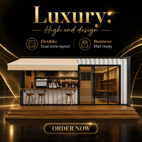 Café de luxe en conteneur préfabriqué, restaurant modulaire personnalisable pour centre commercial ou bar