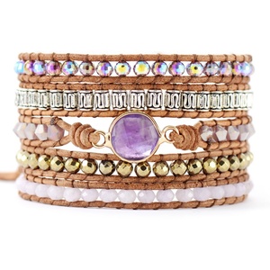 Pulsera de declaración con gema central de amatista y turquesa vintage 2026, chapado en negro, diseño geométrico cristiano, alta calidad, para aniversario - Product Image 1