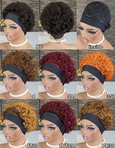 Peluca de Cabello Humano Remy Chino con Diadema de Encaje Transparente para Mujeres Negras, Corte Bob Corto y Rizado, 250% de Densidad, Hecha a Máquina - Product Image 5