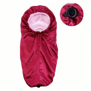 Bonnet de Douche Élastique Double Couche Satiné 2025 – Nouveauté Tendance, Bonnet de Nuit Long Personnalisable avec Logo, Bonnet en Soie Uni pour Soin des Cheveux - Product Image 4